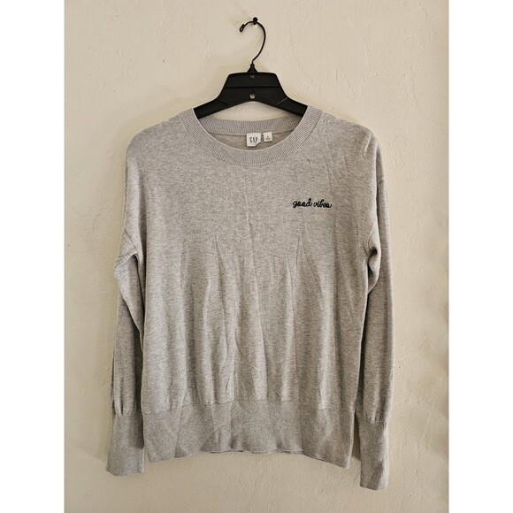 GAP Sweaters - Gap "Good Vibes" Women’s Grey Crewneck Sweater Size Small